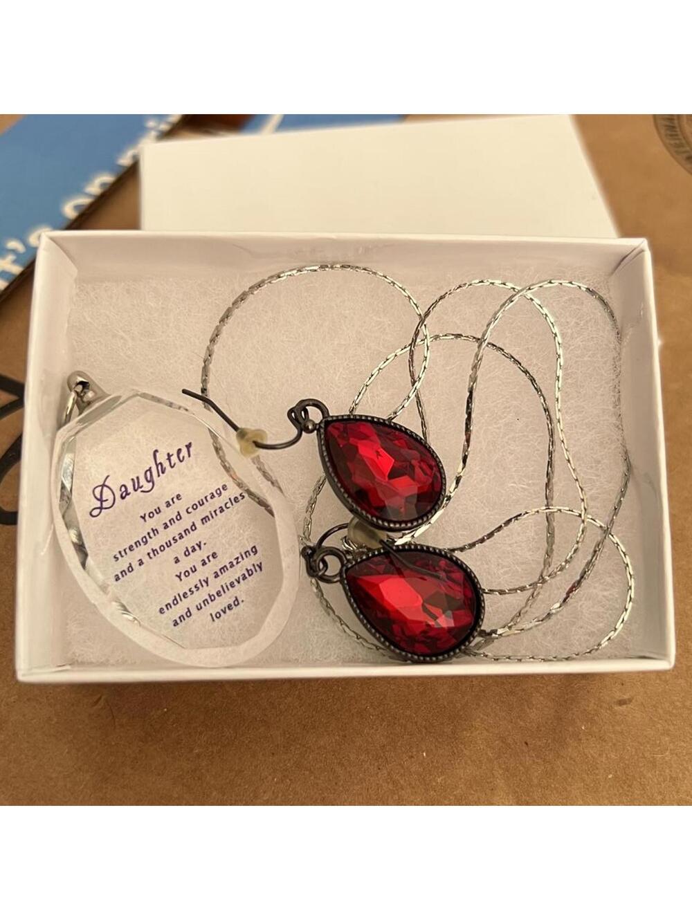 Red Teardrop Necklace / Earring Set